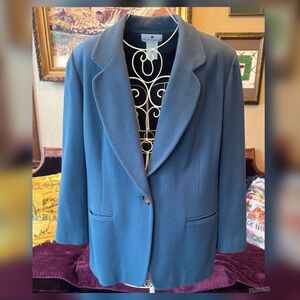 Vintage Saks Fifth Avenue Wool Cashmere Blend Blue Blazer - Size 14 XL